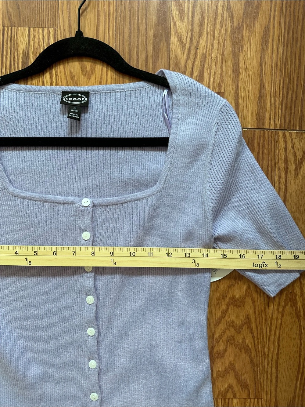 Lavender Ribbed Square-Neck Button-Front Top - Picture 5 of 5